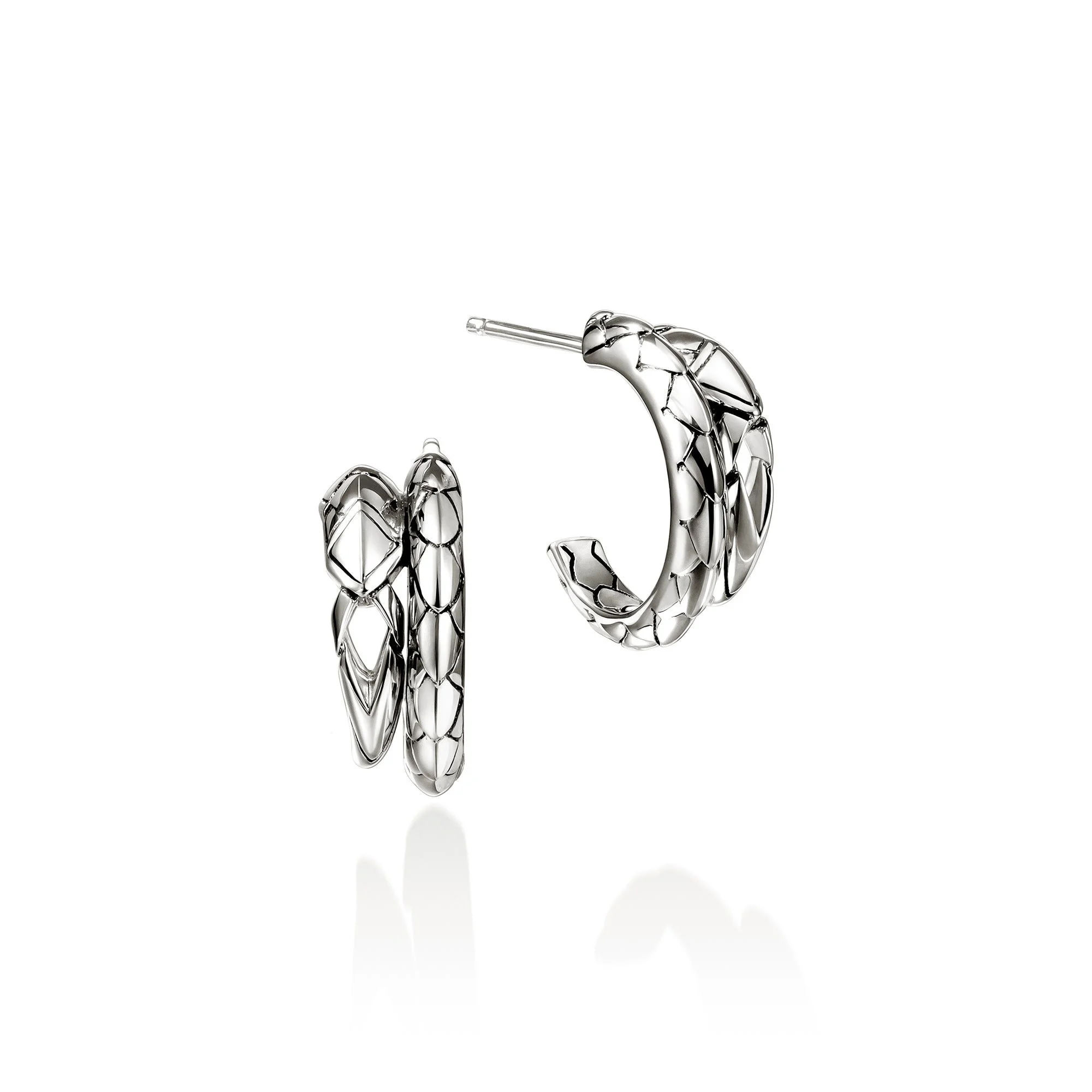 Naga Hoop Earrings, Sterling Silver - 1