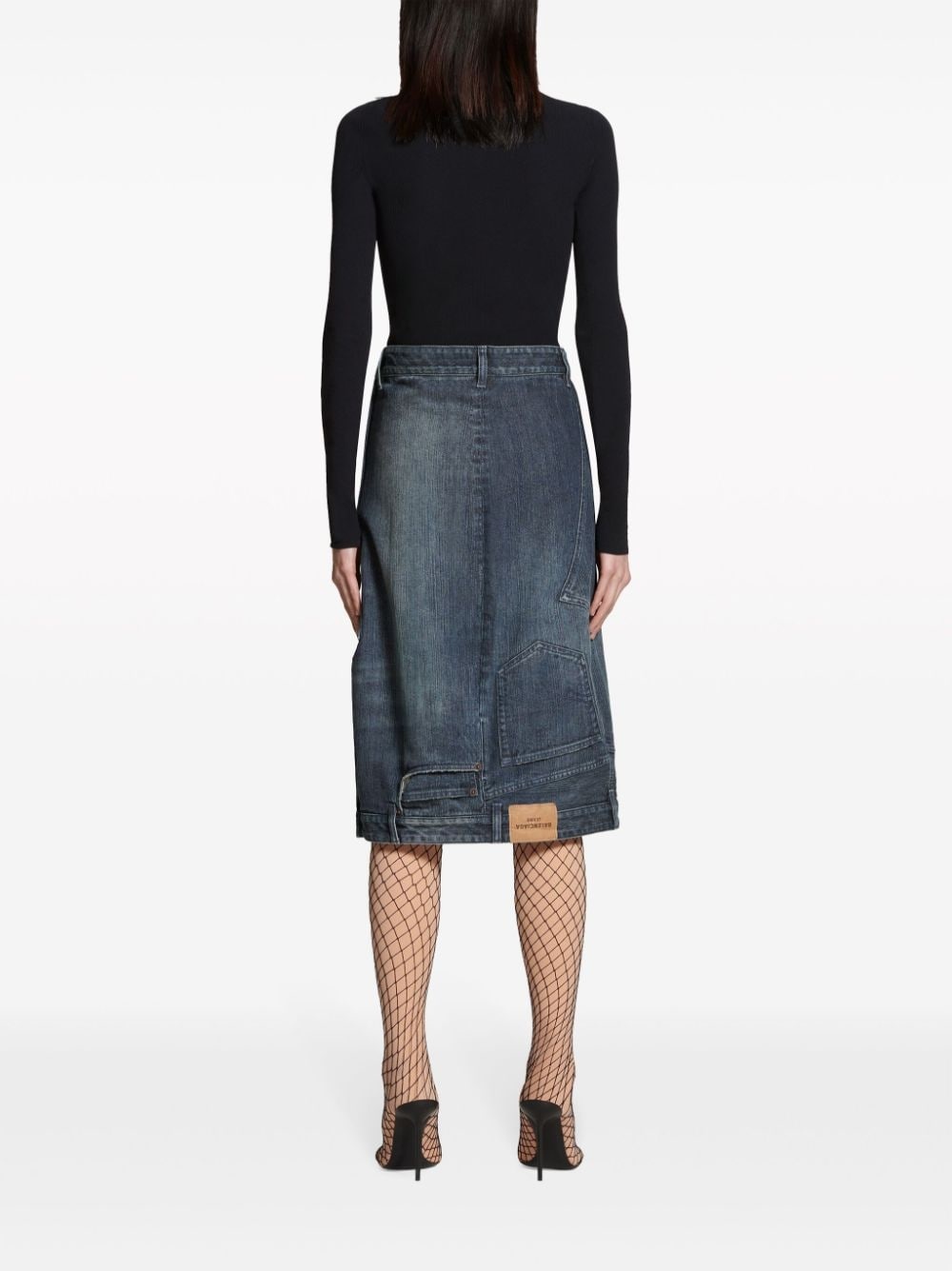 upside-down denim midi skirt - 4