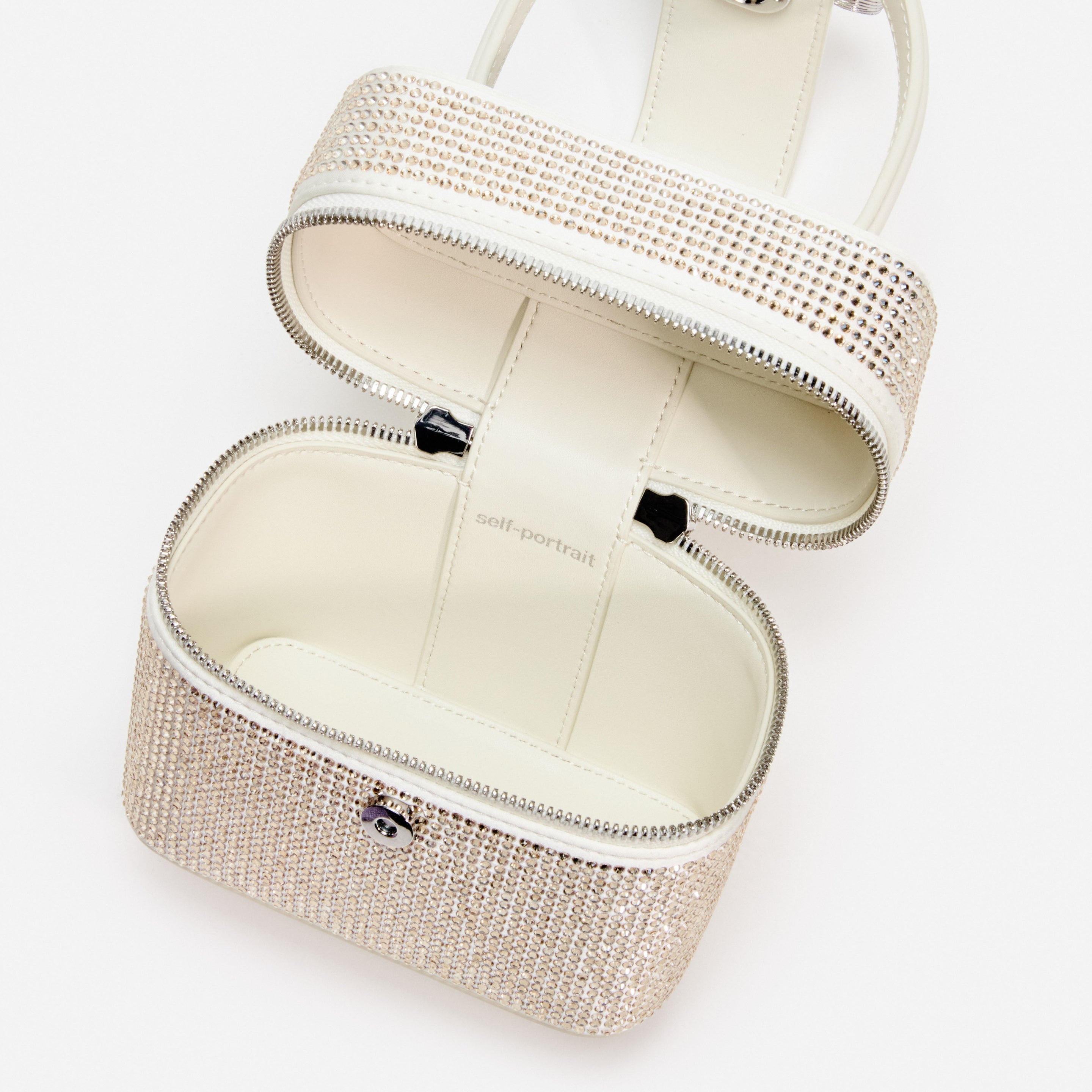 Champagne Satin Rhinestone Vanity Case - 5