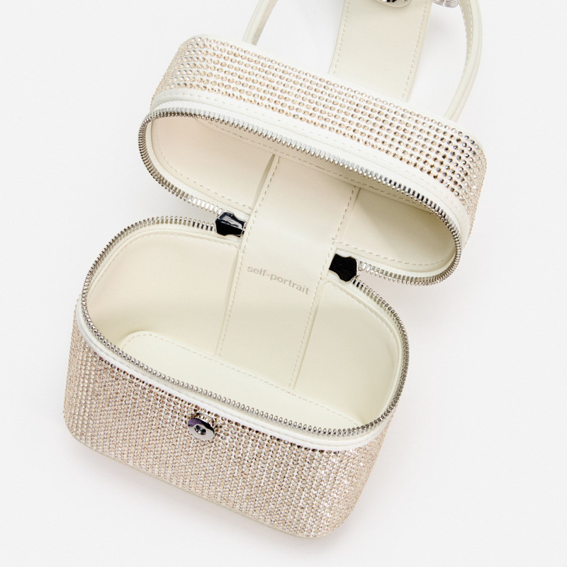 self-portrait Champagne Satin Rhinestone Vanity Case outlook