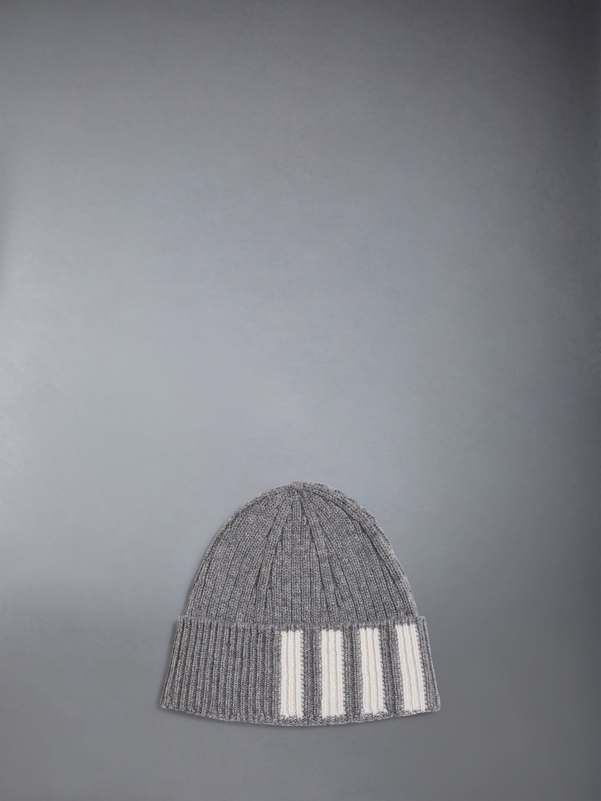 Grey Cashmere 4-Bar Cuff Beanie - 1