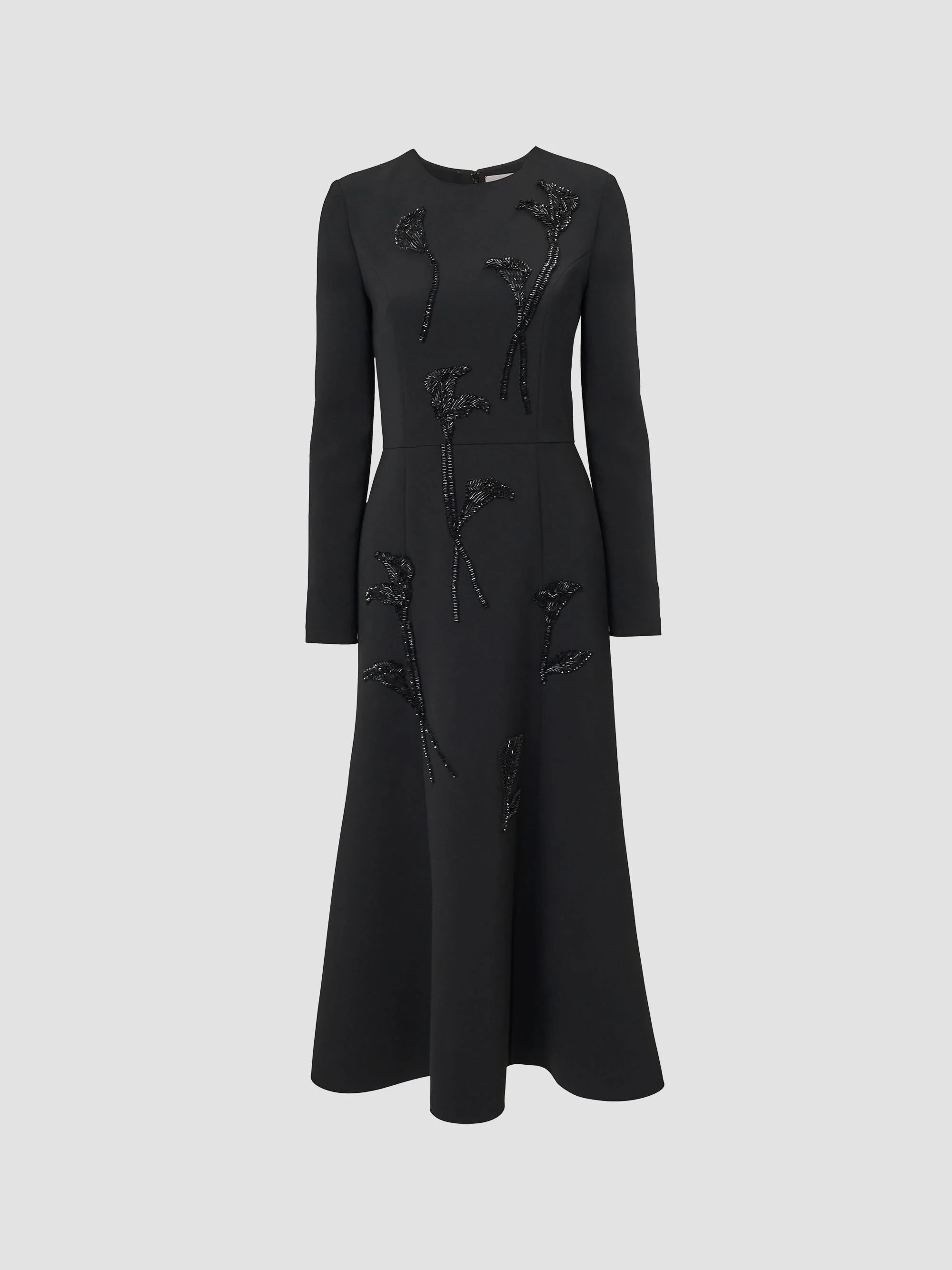 Women's Sequined Floral A-Line Midi Dress - Black - 1