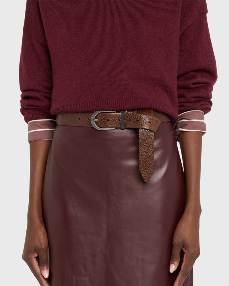 Calf Leather Belt W/ Brass Buckle 3