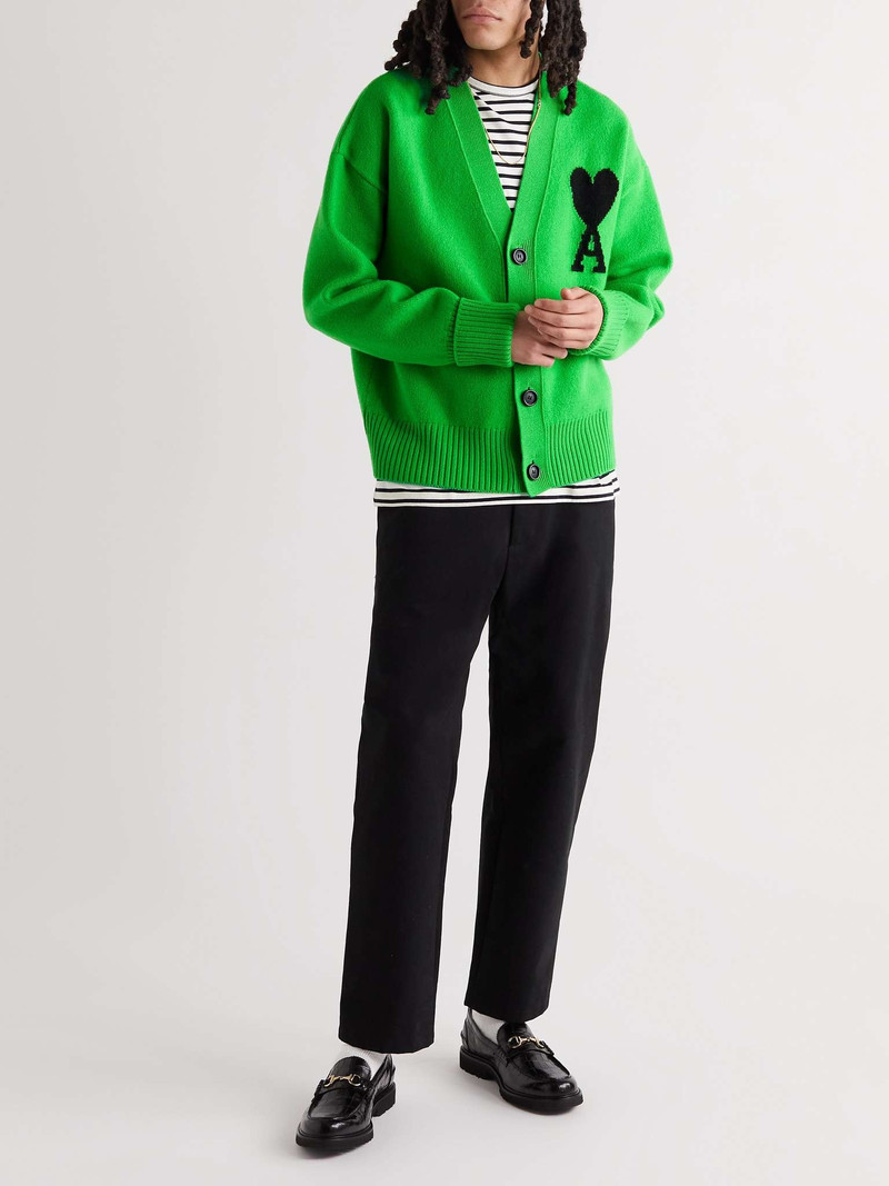 AMI Paris Logo-Intarsia Organic Cotton and Wool-Blend Sweater outlook