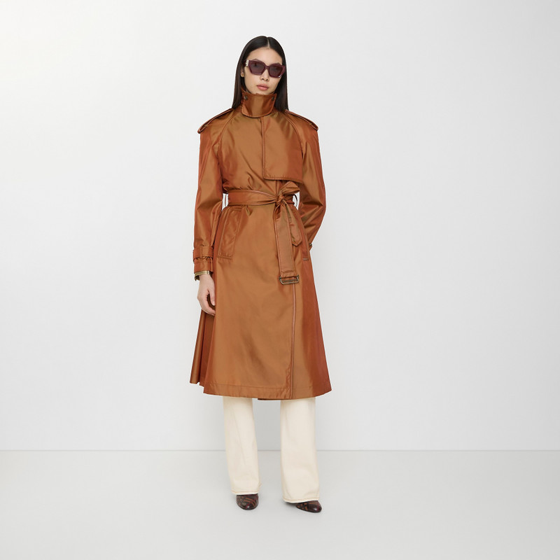 Long Nylon Blend Hooded Trench Coat 4
