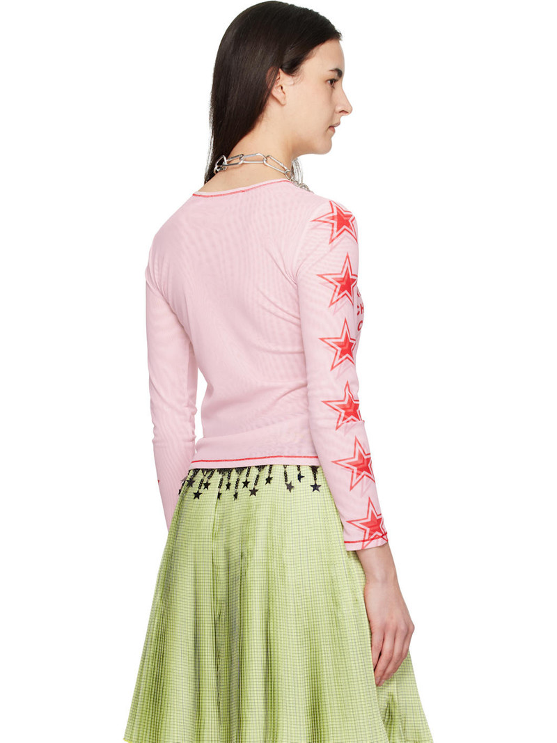 Pink 'Crunchy Lasagna' Fitted Mesh Top 3