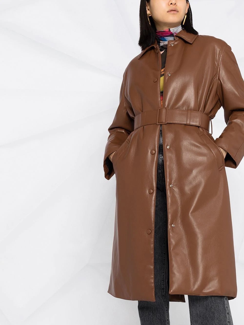 belted single-breasted coat - 5