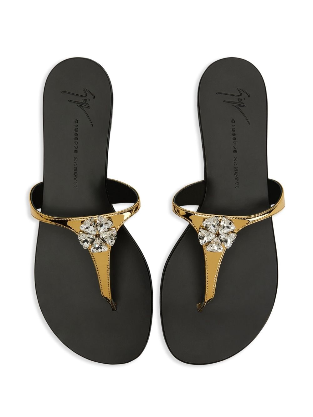 Brionne crystal-embellished metallic flat sandals - 4