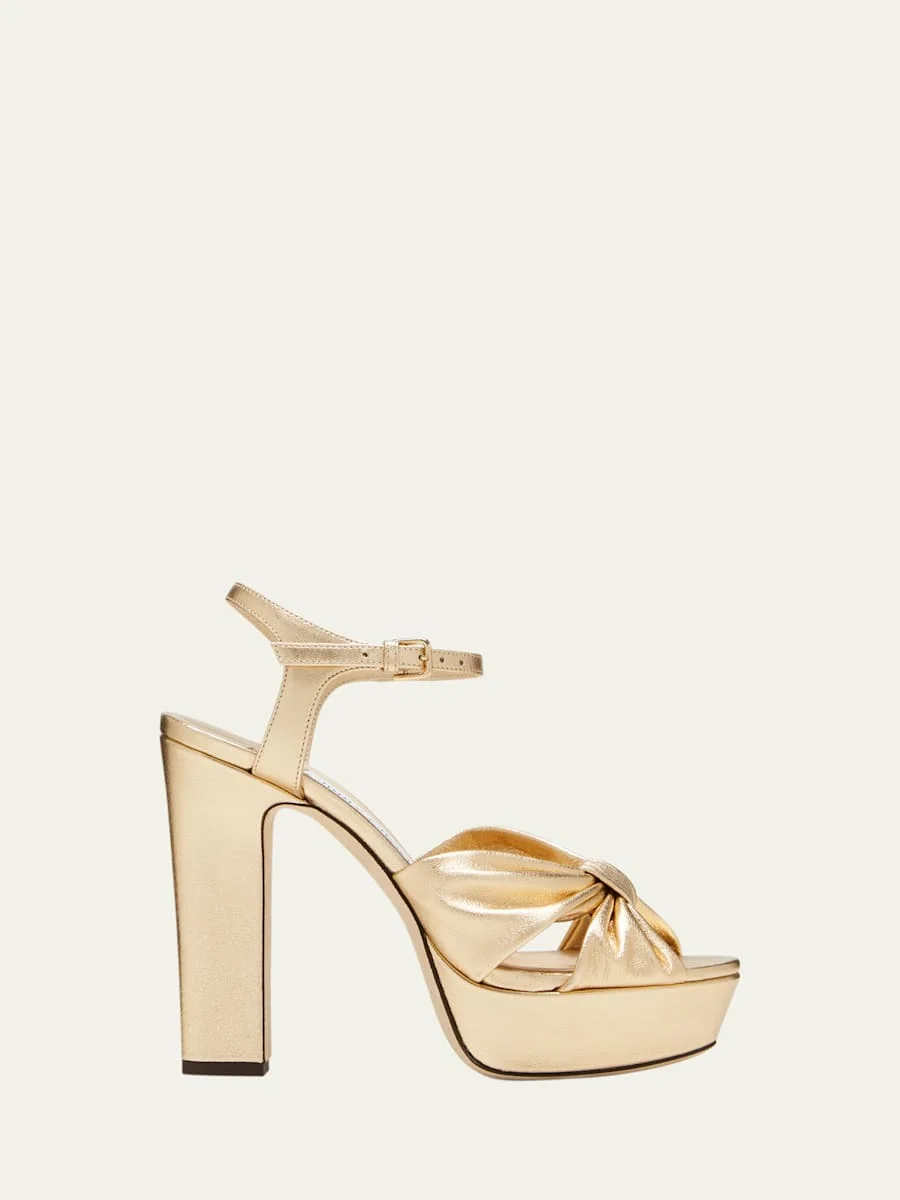 Heloise Metallic Ankle-Strap Platform Sandals - 1