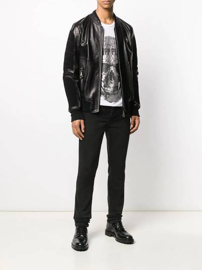 PHILIPP PLEIN leather bomber jacket outlook