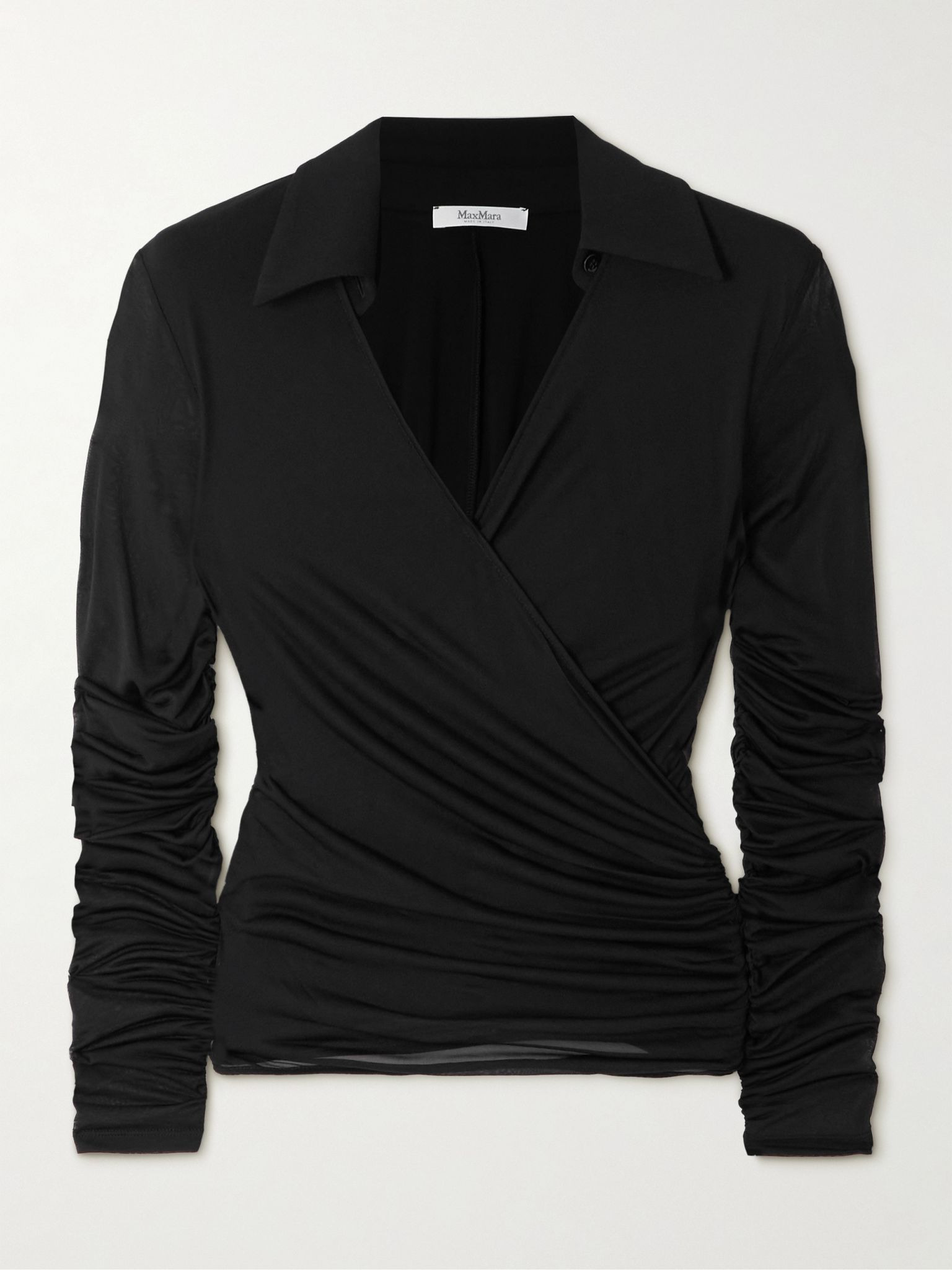 Aiello stretch-jersey wrap blouse Black - 1