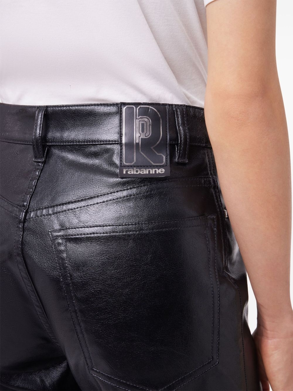 faux-leather flared trousers - 6