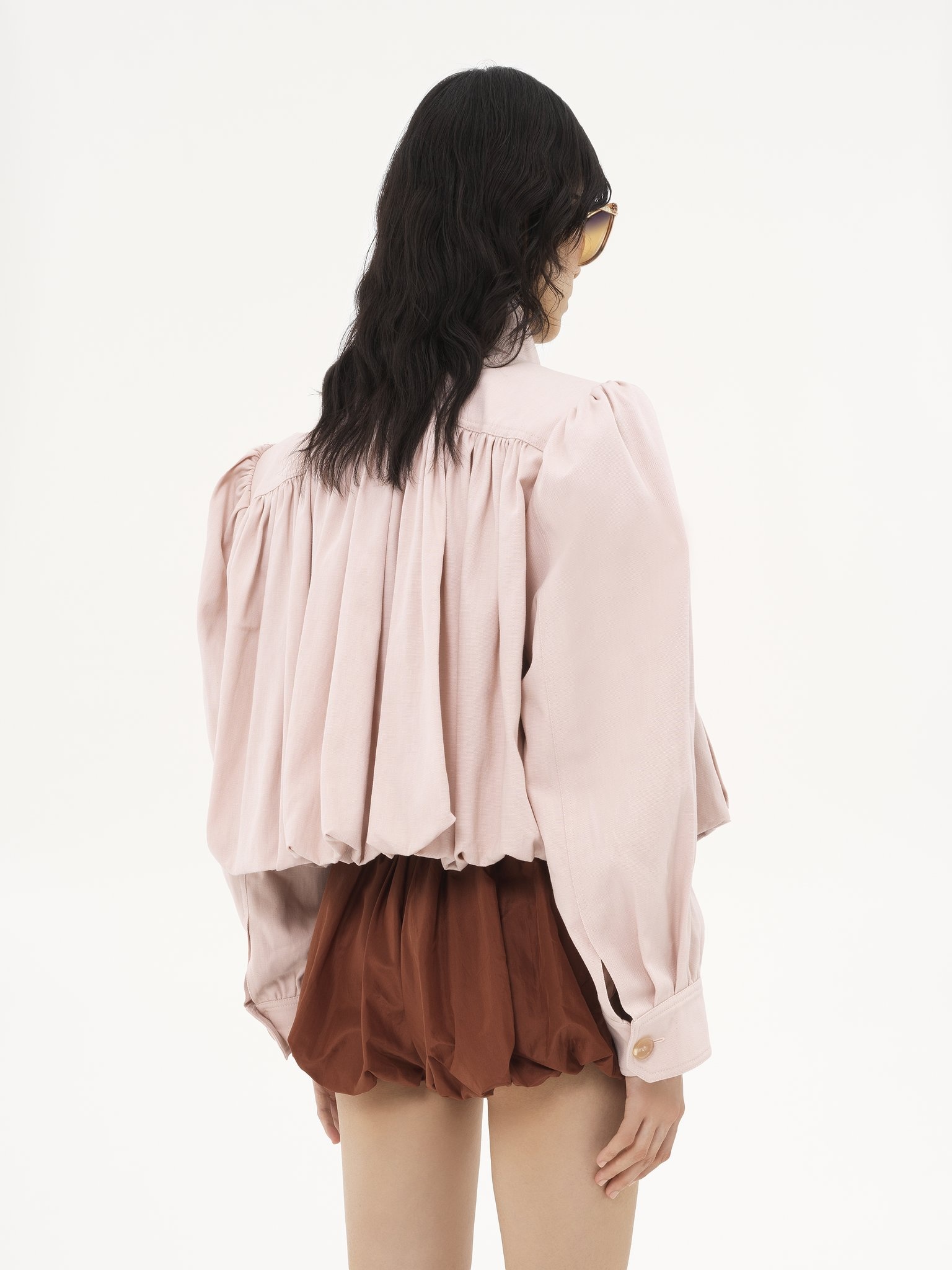 GATHERED BOULE JACKET IN COTTON CANVAS - 5