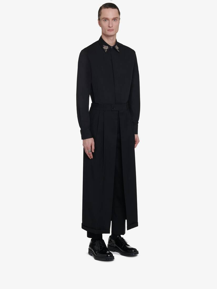 Men's Slashed Tailored Trousers in Black - 3