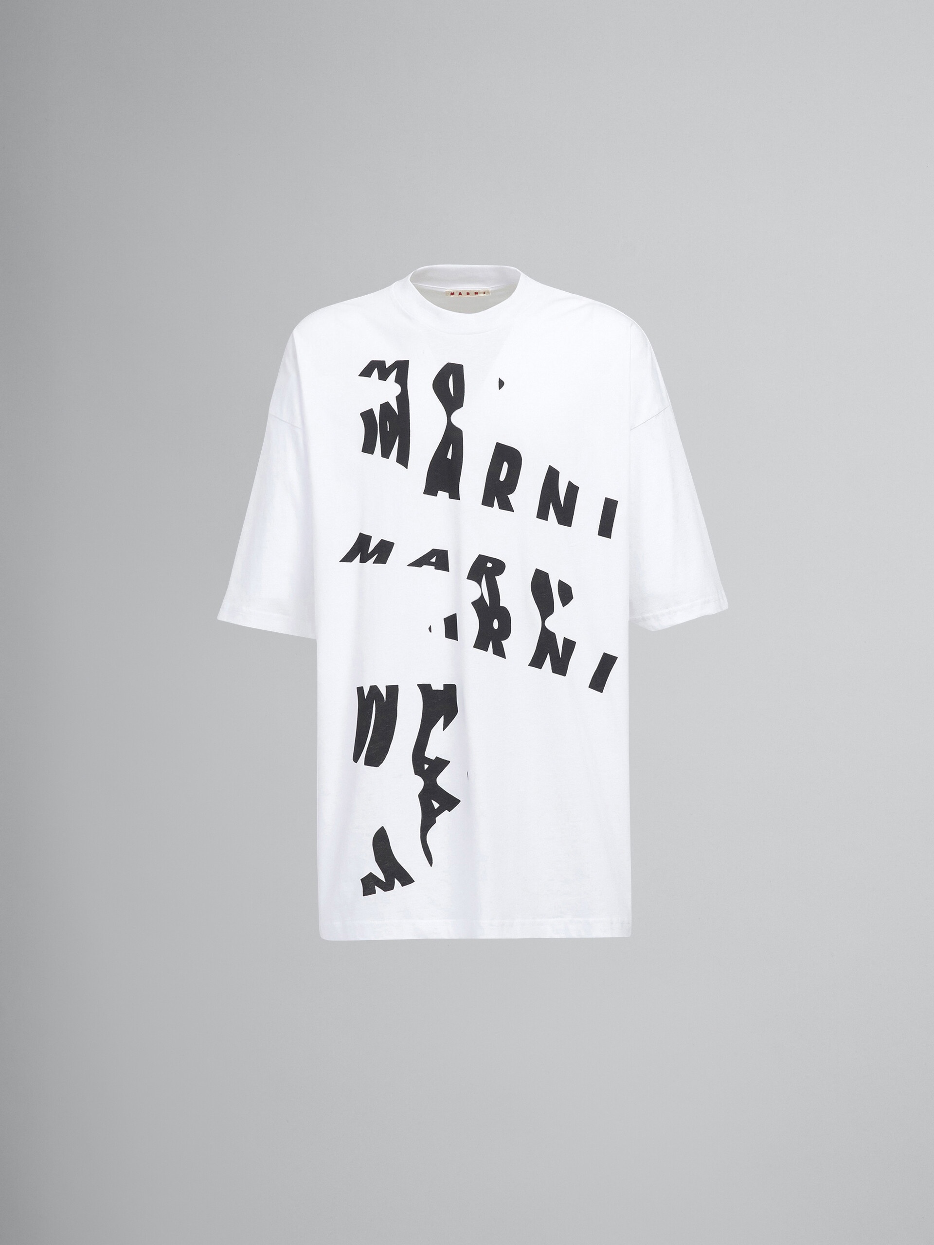 SCANNED LOGO PRINT WHITE JERSEY OVERSIZED T-SHIRT - 1