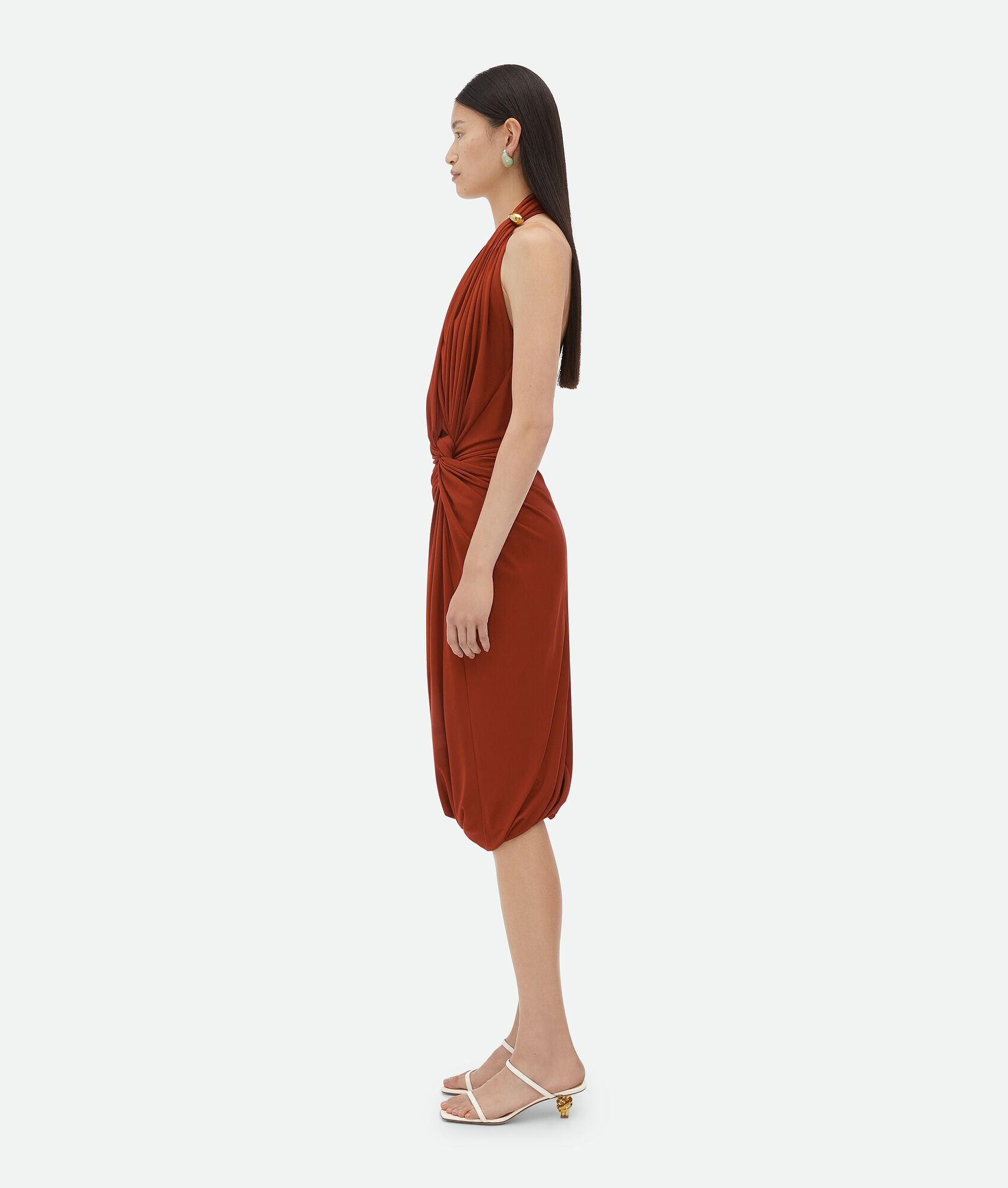 Viscose Jersey Midi Dress With Drop Ring Detail - 2