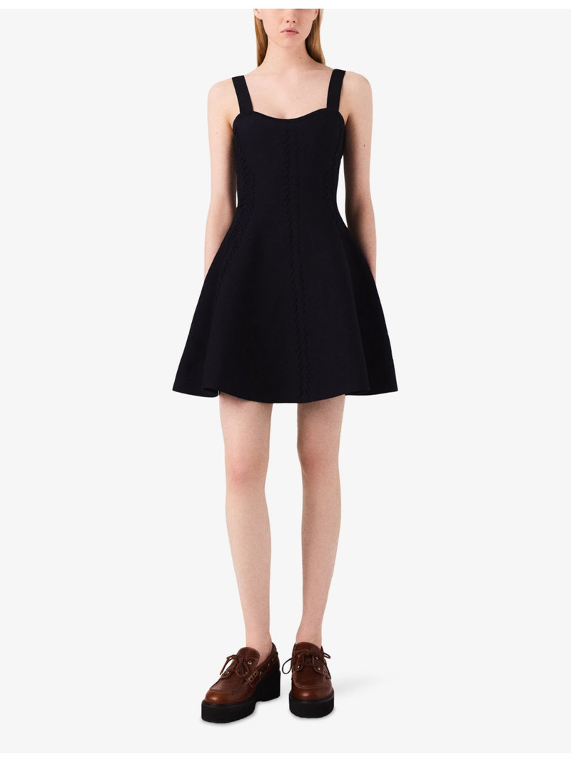 maje Square-Neck Embroidered Knitted Mini Dress outlook