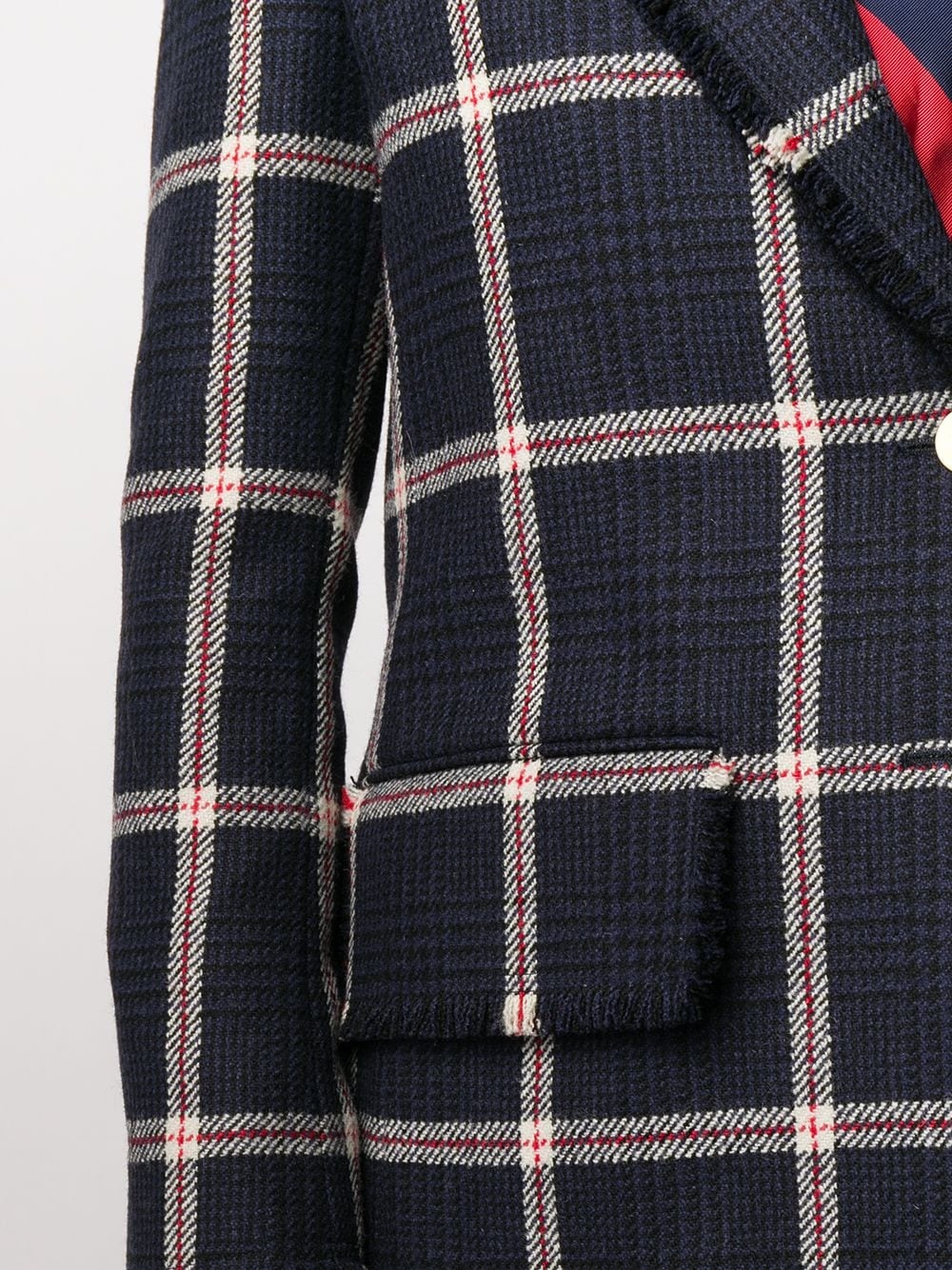 check-pattern tweed blazer - 5