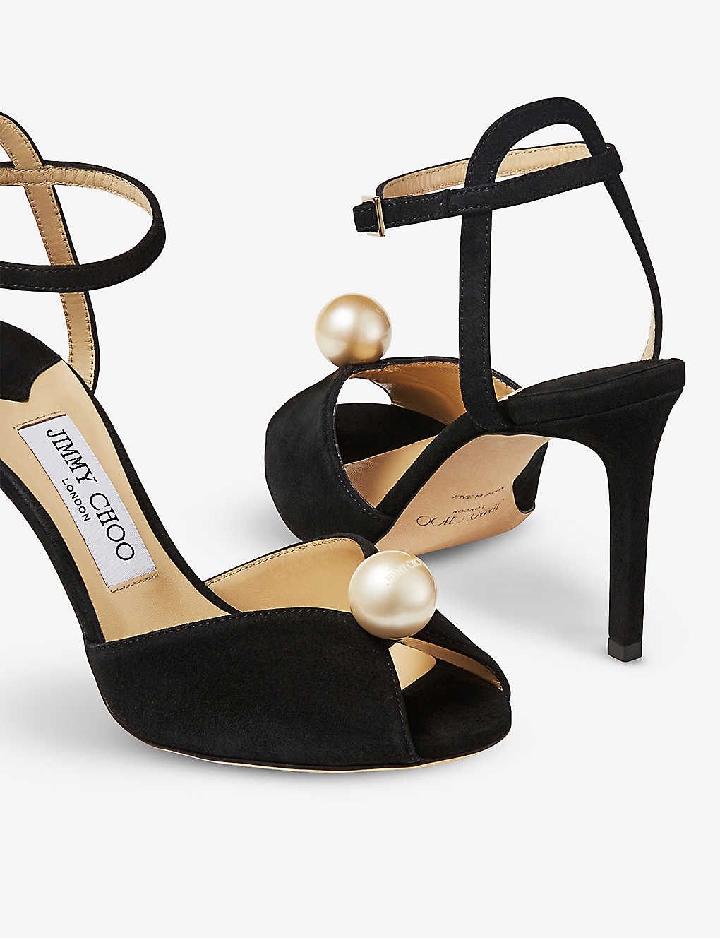 Sacora 85 faux pearl-sphere suede heeled sandals - 6