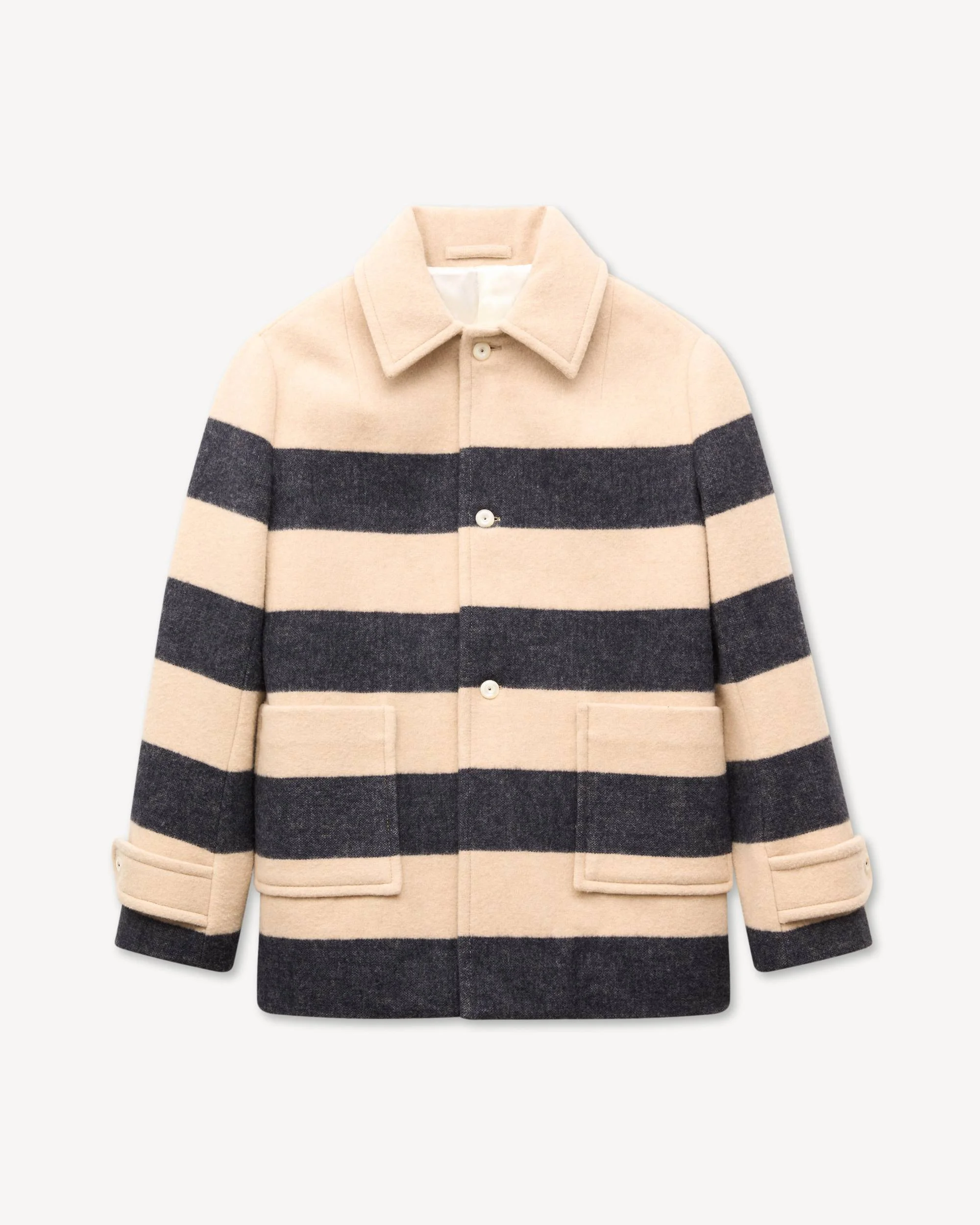 Genderless coat in jacquard polyamide wool - 1