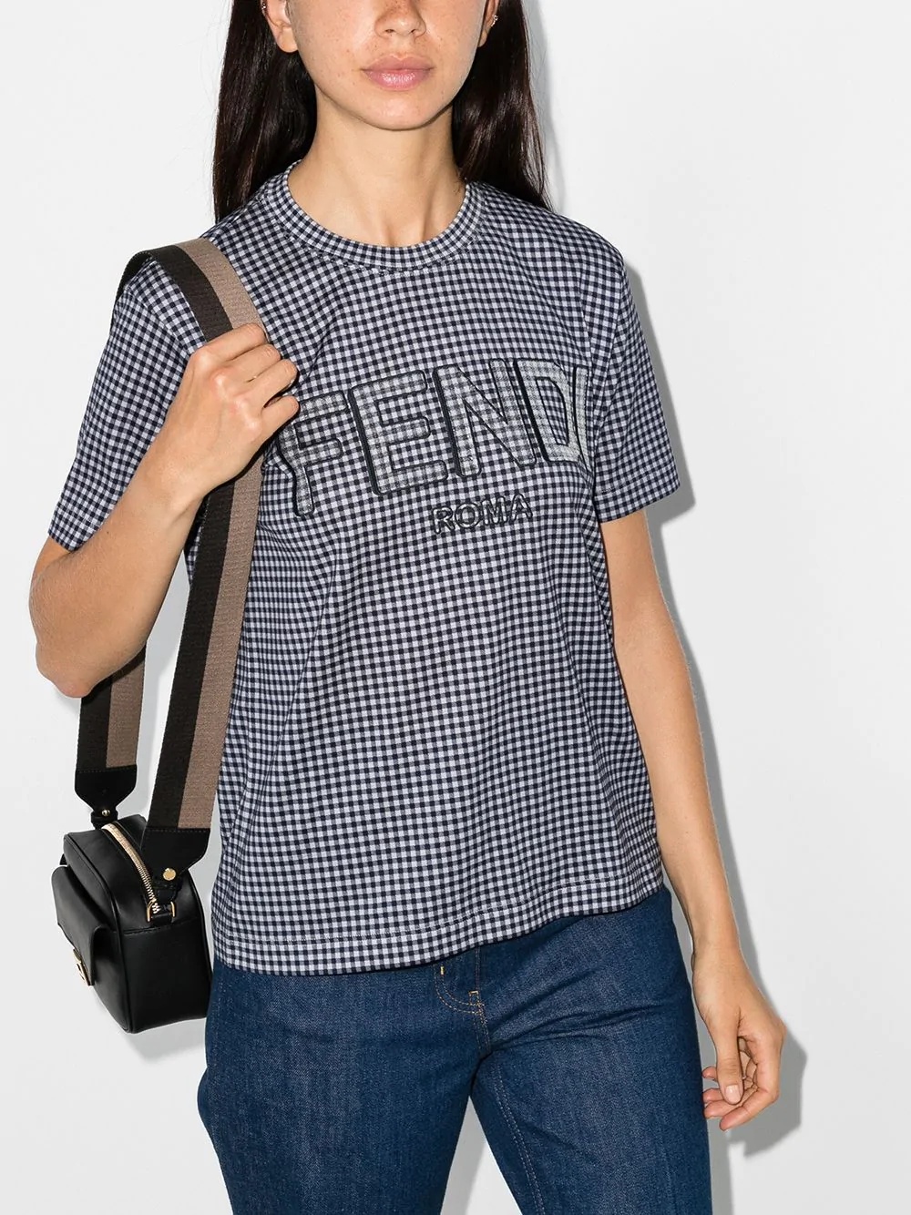 Vichy gingham logo-print T-shirt - 2