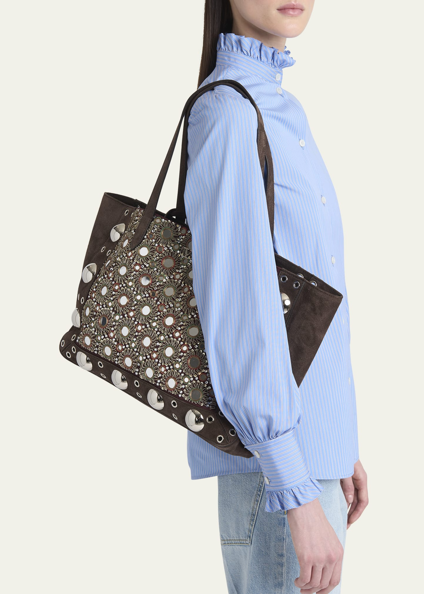Nellcote Mirrored Suede Tote Bag - 2