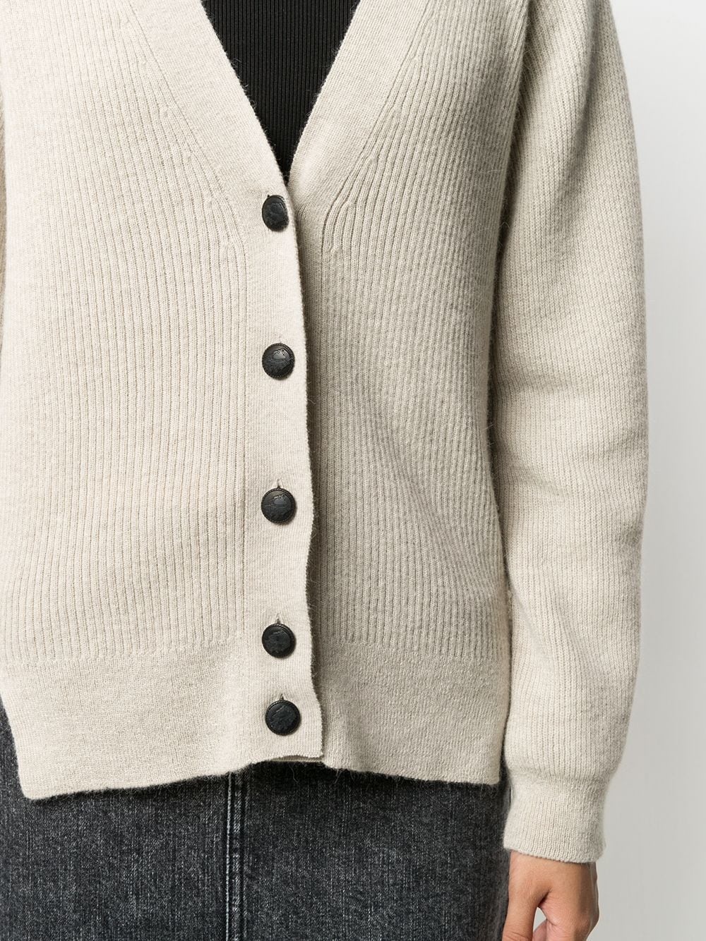 raglan-sleeve ribbed cardigan - 5