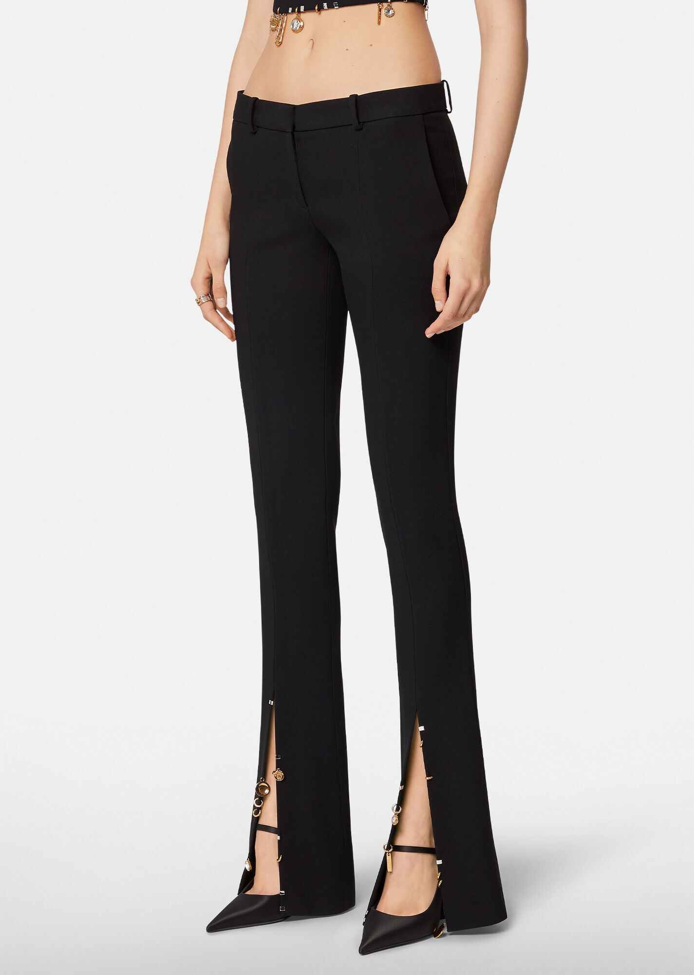 Charm-Embellished Satin Flared Pants - 2