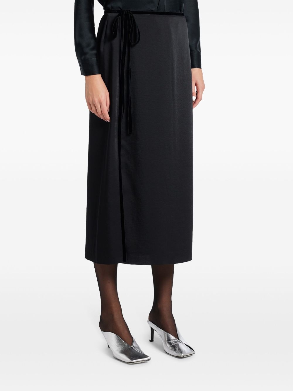 velvet-trim midi skirt - 3
