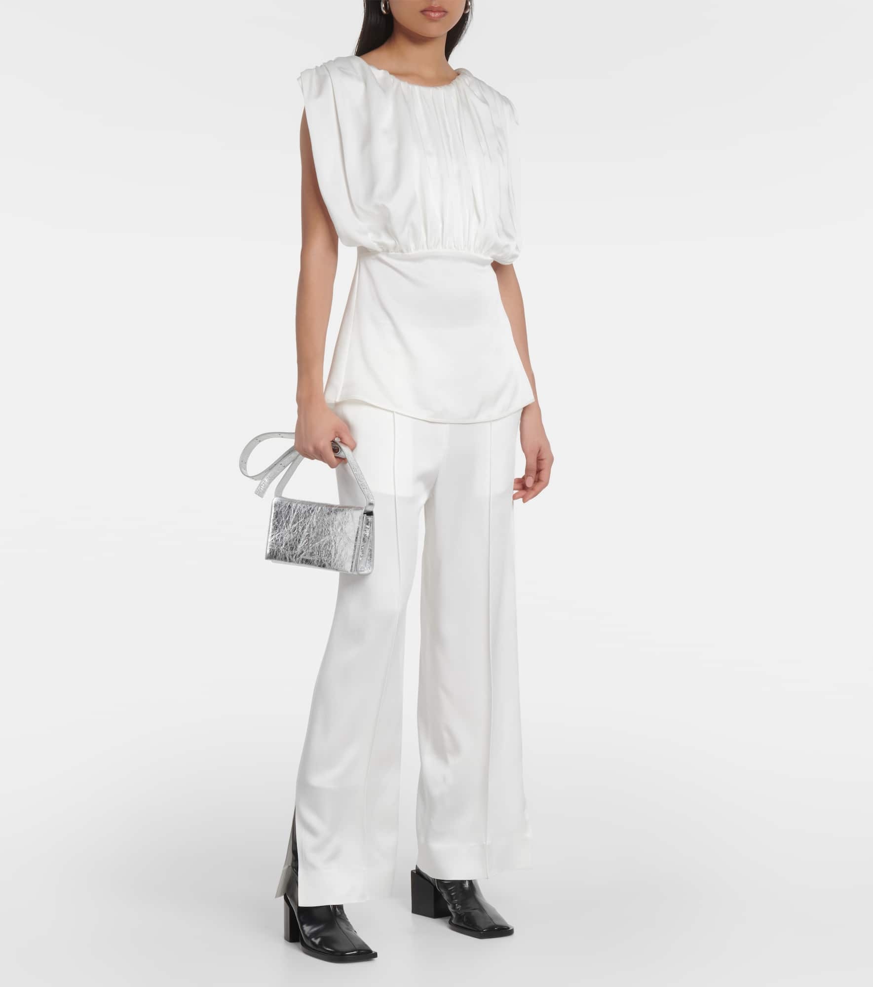 Satin straight pants - 2