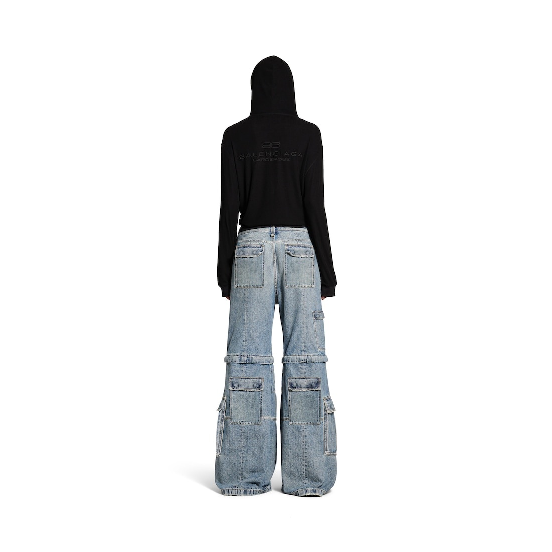 Women's Flared Cargo Pants in Blue - 5