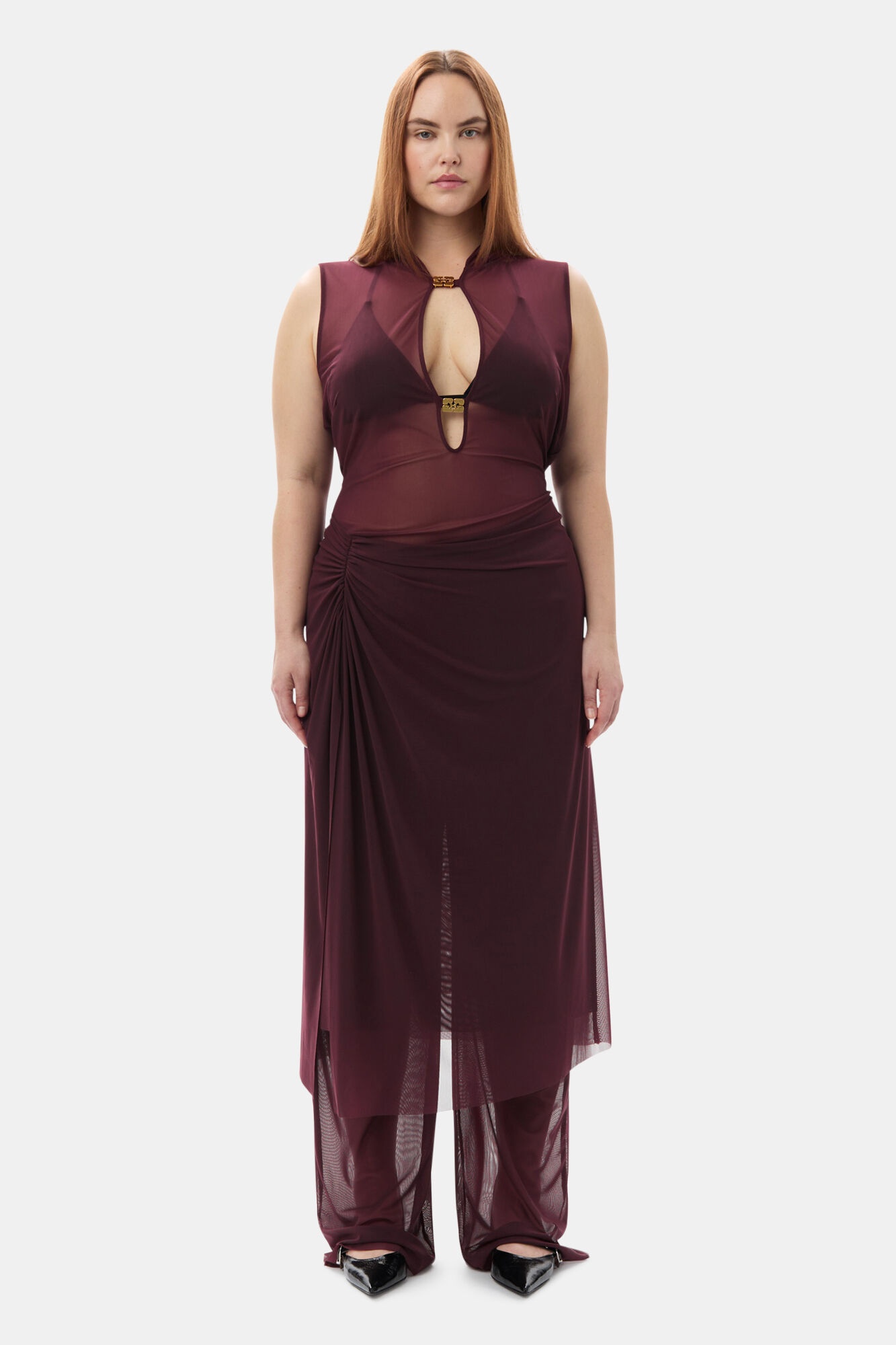 GANNI X PALOMA ELSESSER MESH STRAIGHT TROUSERS - 2