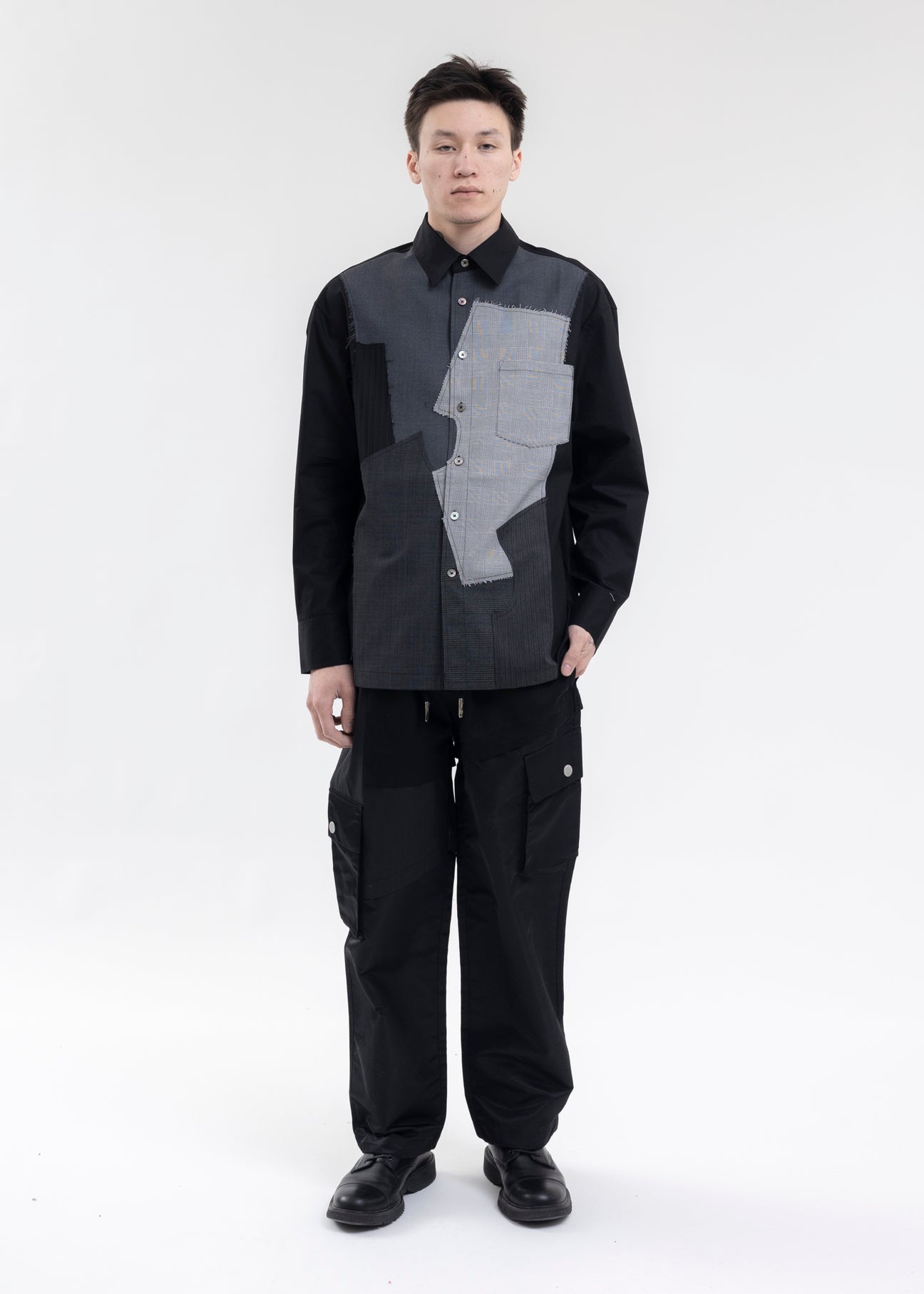 BLACK/GREY PANEL CARGO PANT - 5