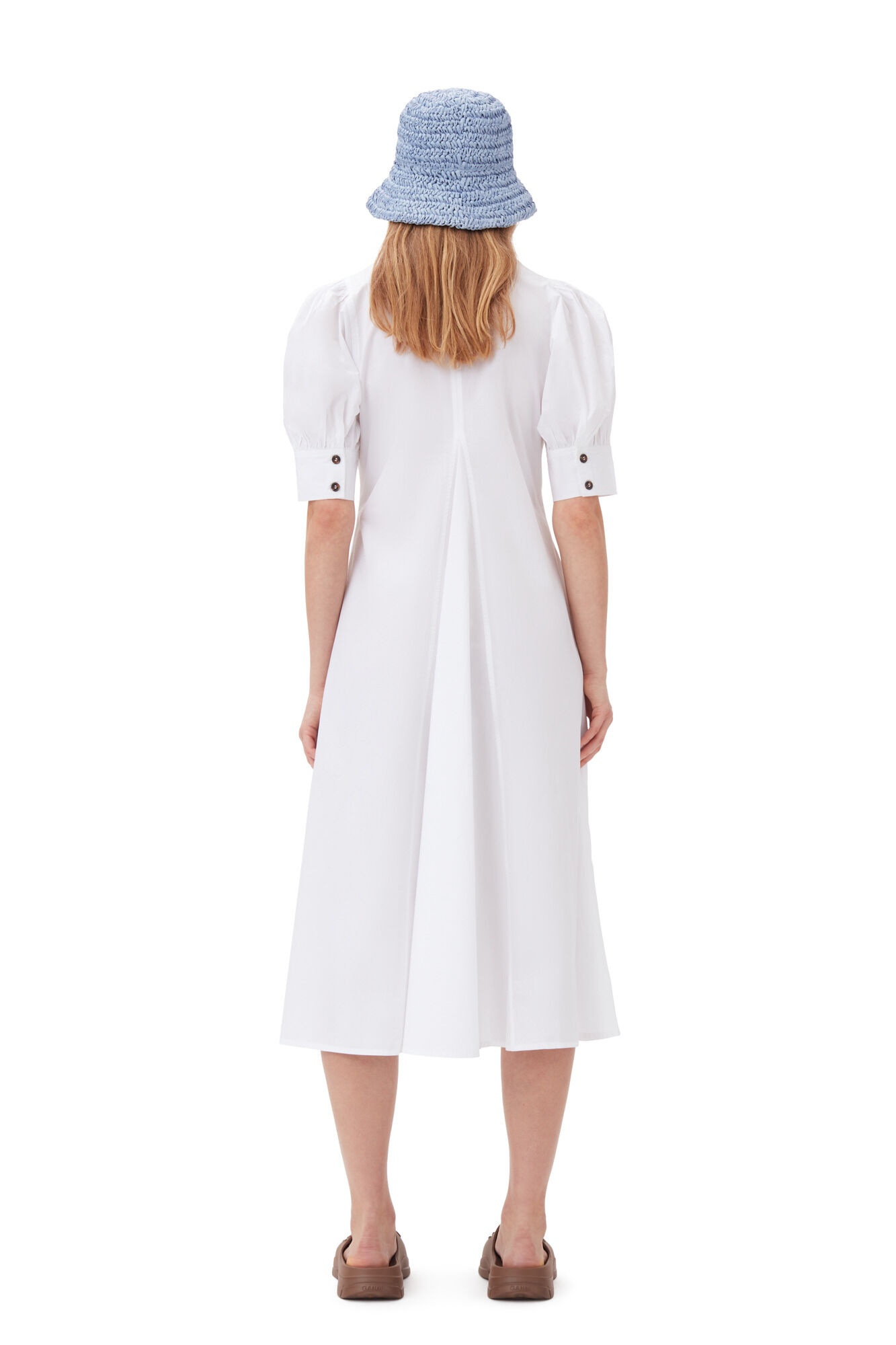 COTTON POPLIN COLLAR MIDI DRESS - 5