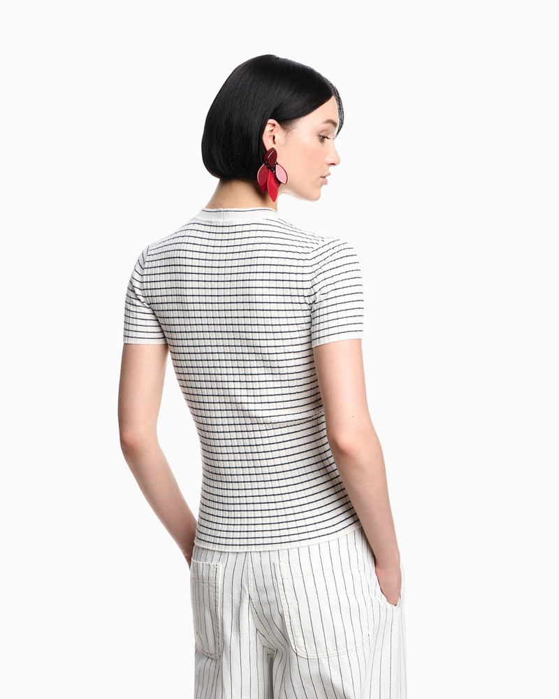 RIBBED T-SHIRT WITH STRIPED MOTIF 3