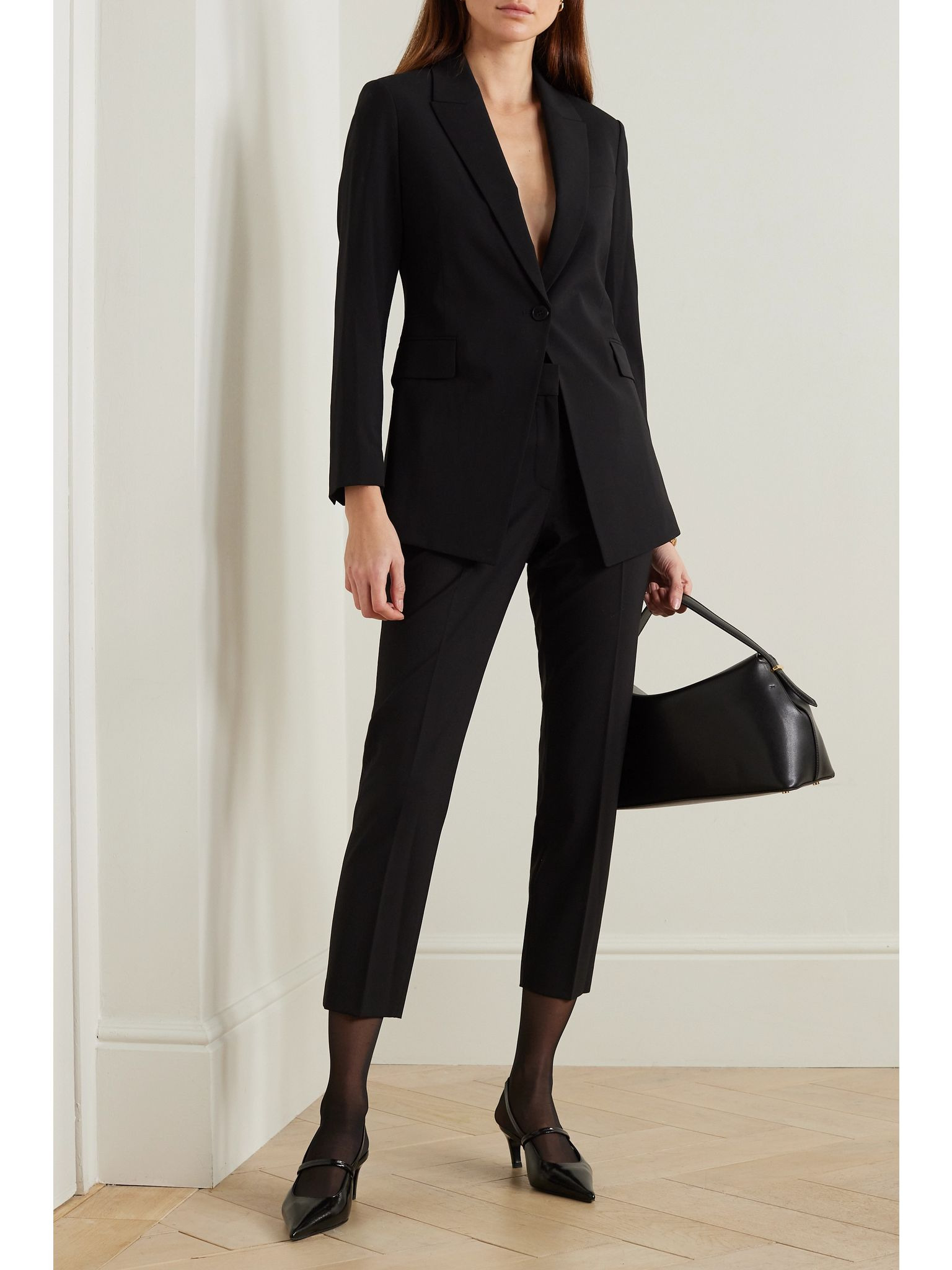 Treeca 2 cropped wool-blend slim-leg pants Black - 2