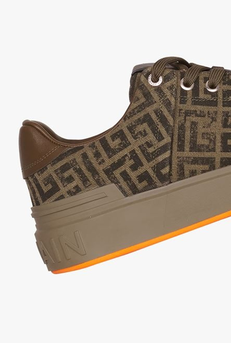 Khaki and black monogram canvas B-Court sneakers 9