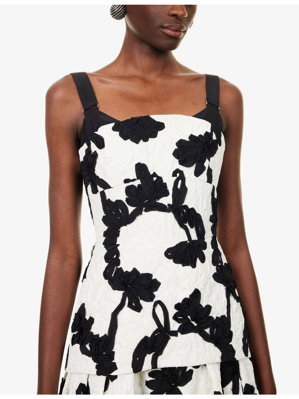 Jacquard Floral Woven Midi Dress - 5