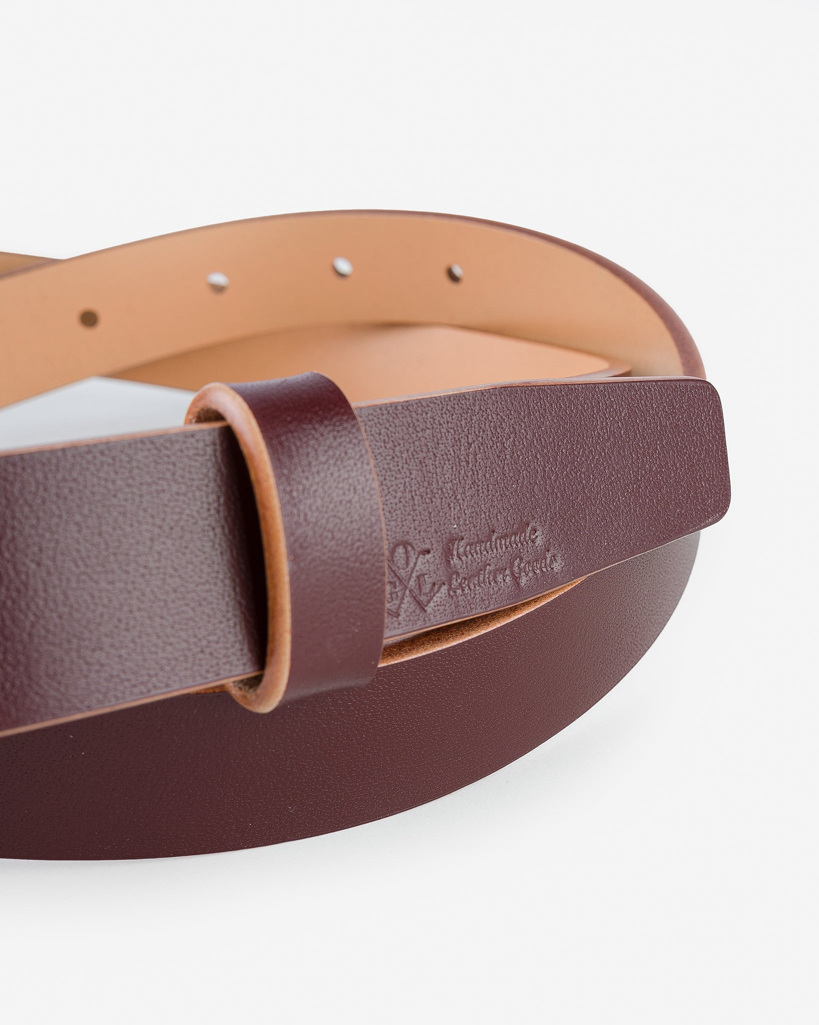 OGL-BELT-SQ-BRN OGL Square Brass ‘Prongless’ Buckle Leather Belt - Hand Dyed Brown - 6