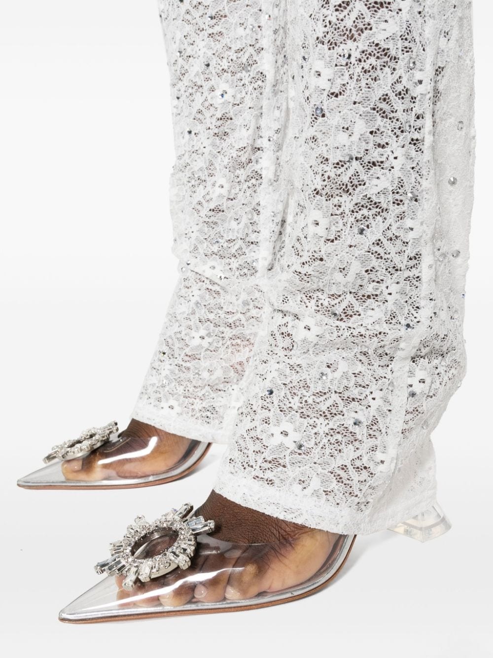 floral-lace semi-sheer leggings - 5