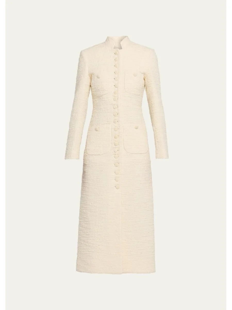Boucle Single-Breasted Imperial Coat - 1