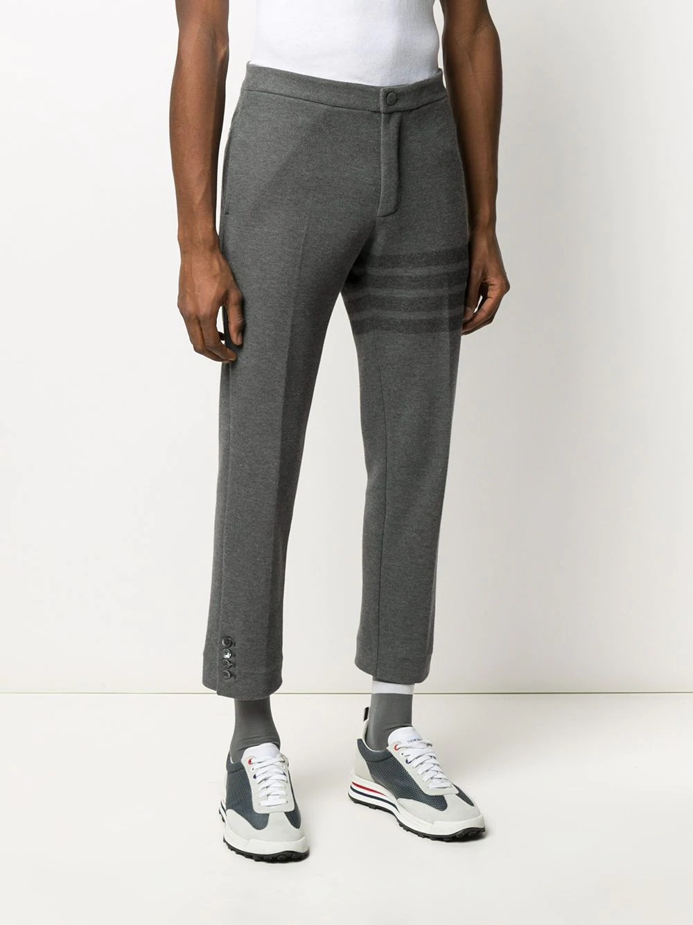 slim-fit tonal 4-Bar trousers - 3