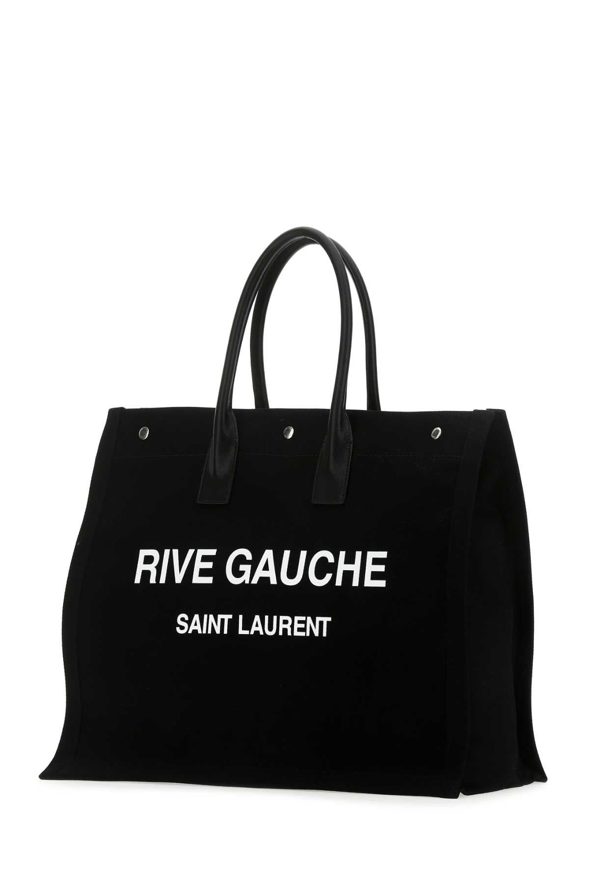 Saint Laurent Men Black Canvas Large Rive Gauche Shopping Bag - 2