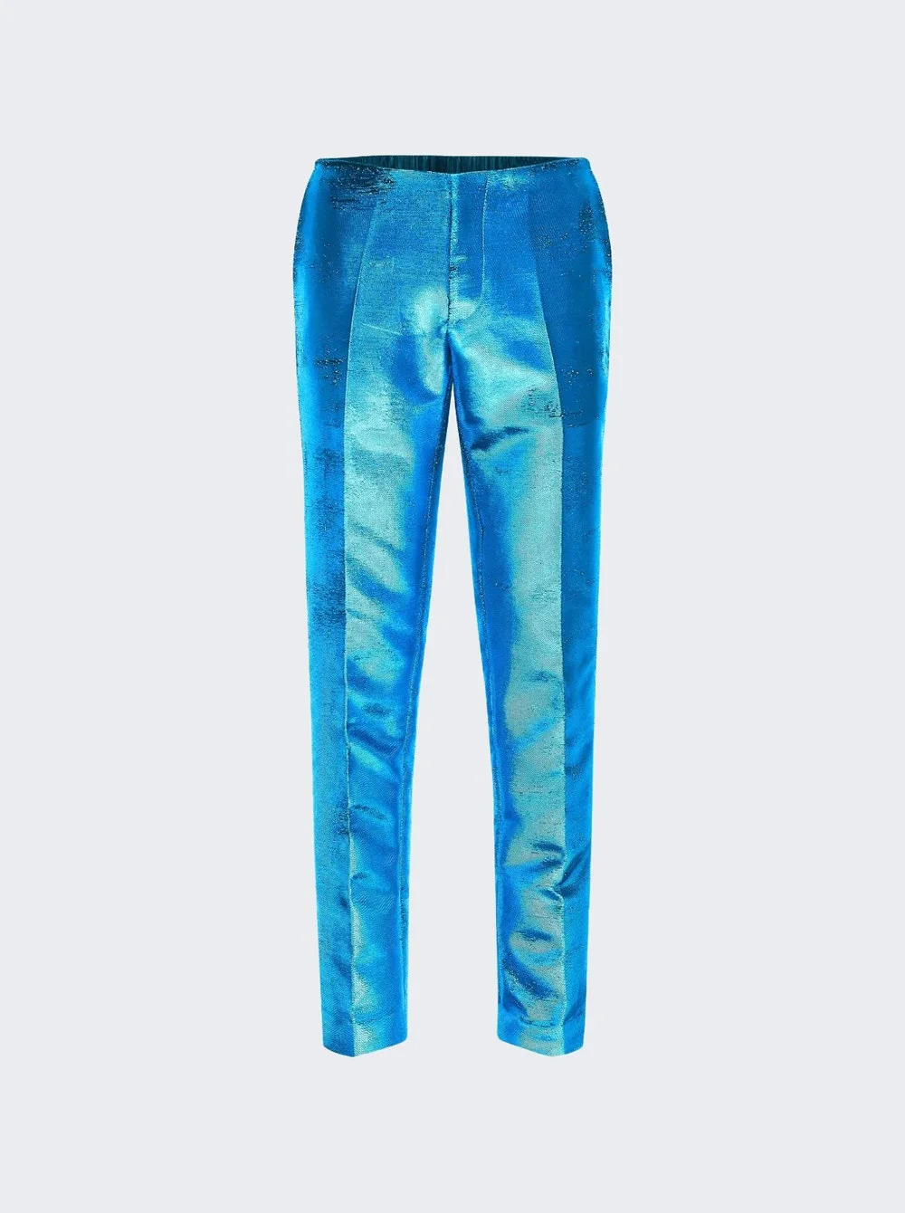 Distressed Jacquard Metallic Trousers Blue - 1