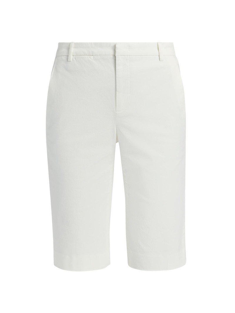 Women's Stretch-Cotton Mid-Rise Bermuda Shorts - Off White 1