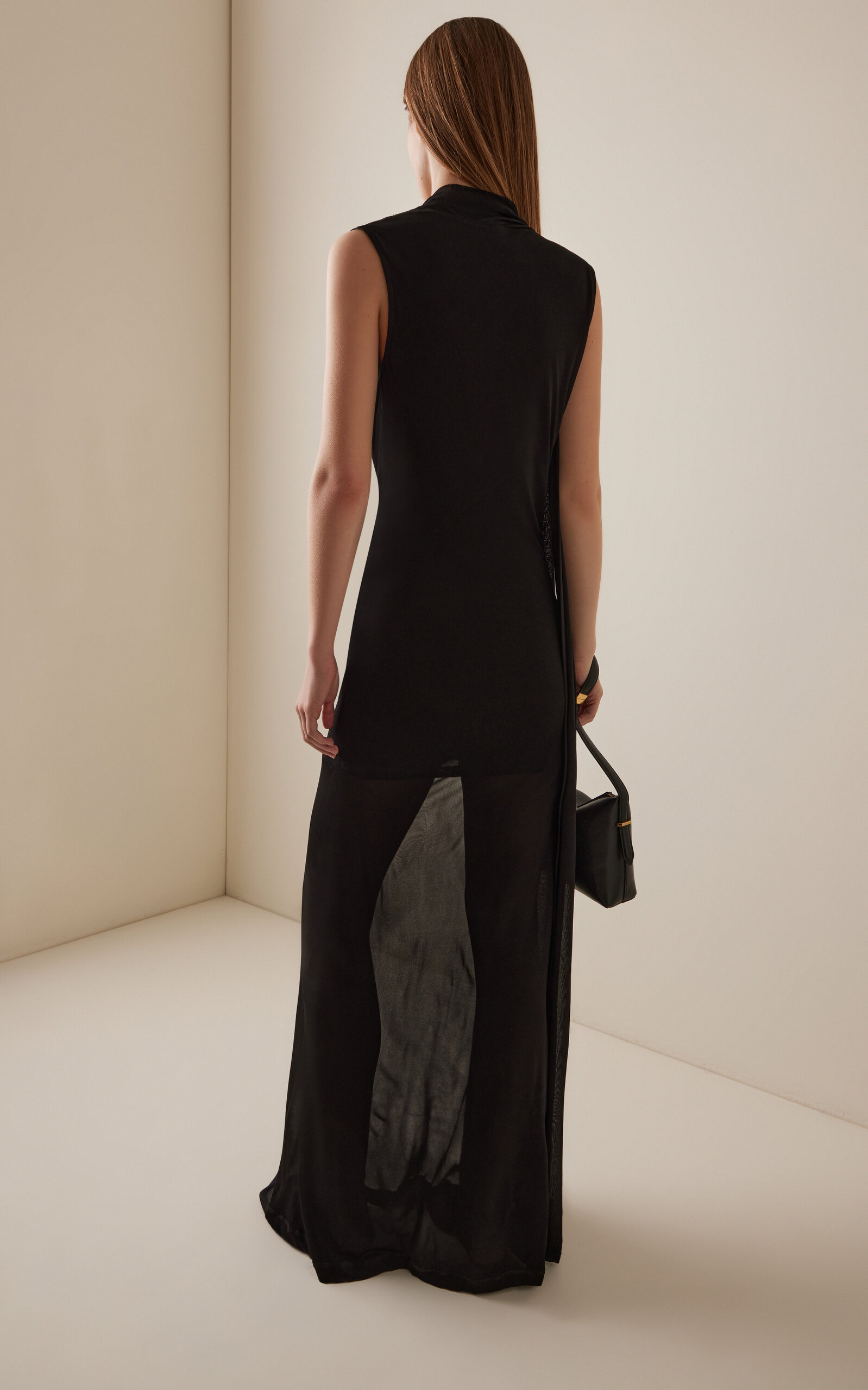 Overlapped Scarf Dress black - 4