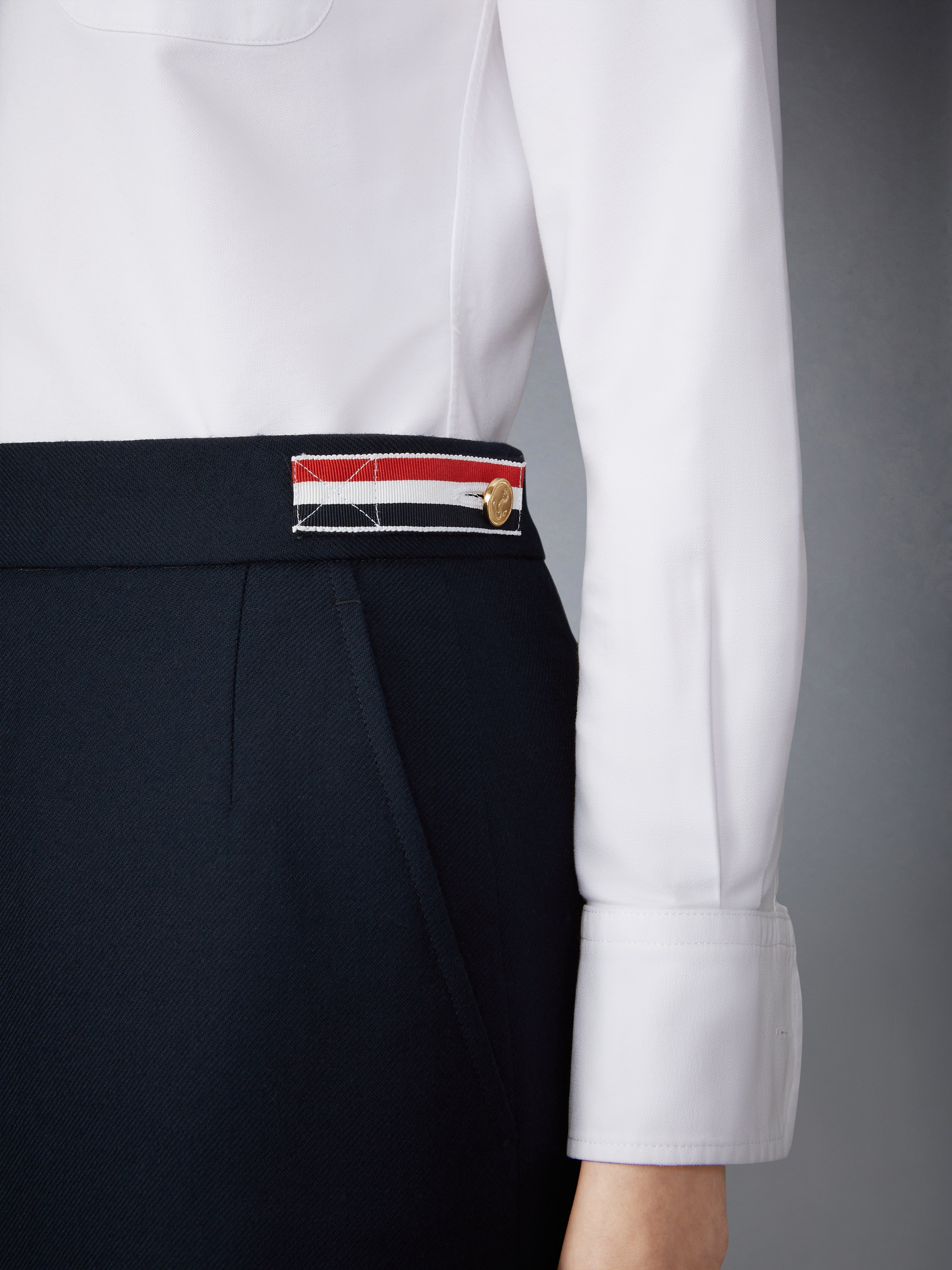 SOLID WOOL TWILL MIDI SIDE TAB SKIRT - 6
