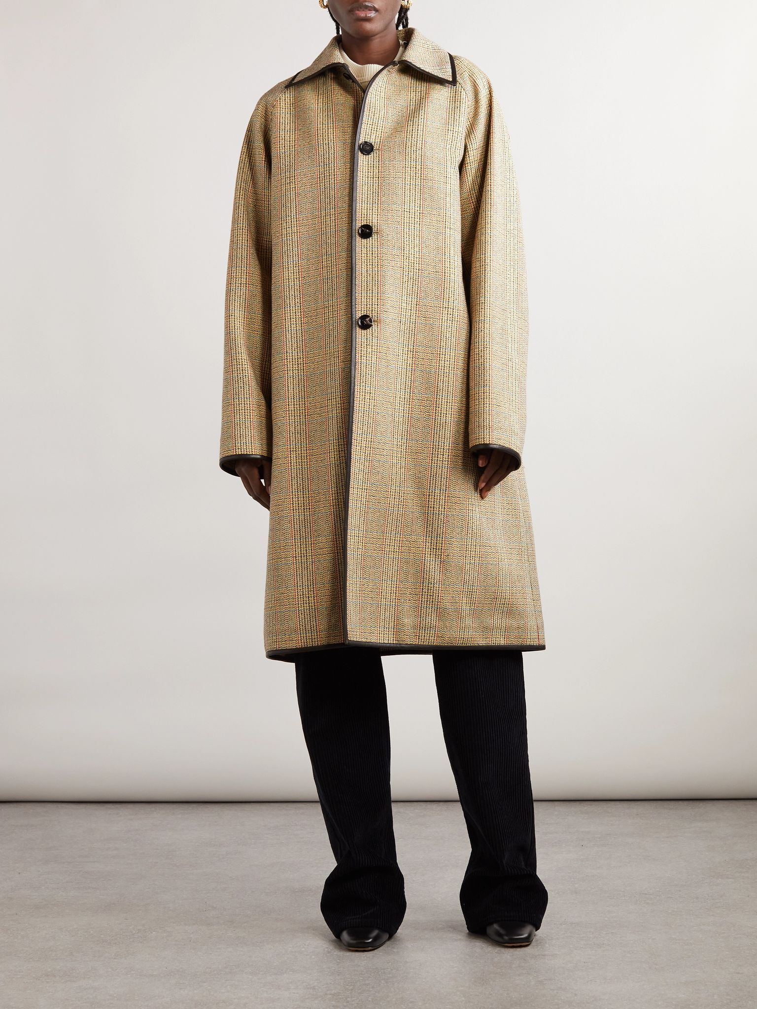 Plaid woven coat Light brown - 3
