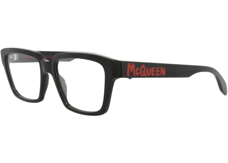 Alexander McQueen Alexander McQueen Square-Frame Acetate Optical Frames Black Black Transparent (AM0332O-30011492-002) outlook