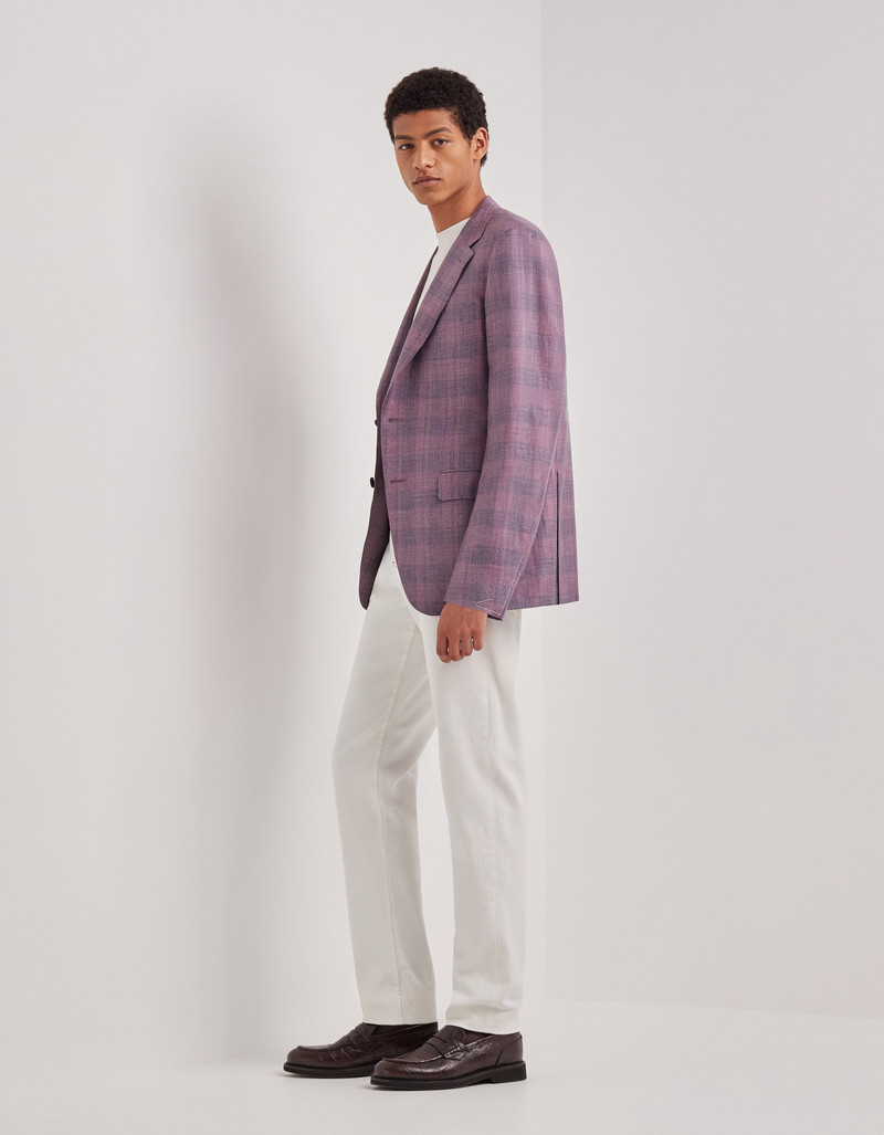 Canali MAUVE CASHMERE, LINEN AND SILK REGULAR-FIT JACKET outlook